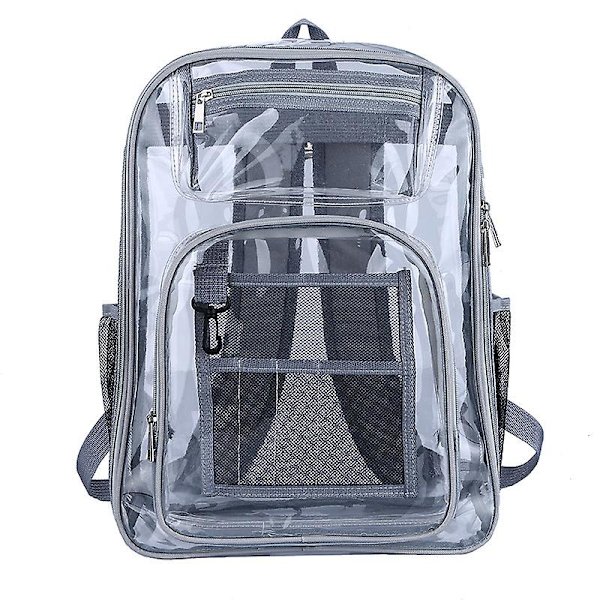 Nytt mode Pvc Transparent Ryggsäck Stor kapacitet Student Skolväska Light grey