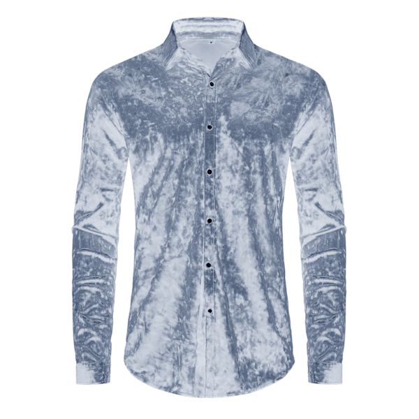 Langermet trykte uformelle skjorter med knapper for menn grey XL