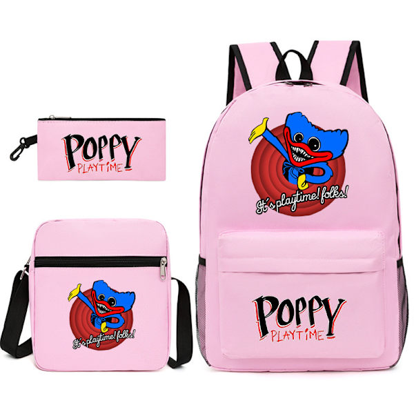Poppy Play Time High School Ryggsäck Rosa F2 Three piece set