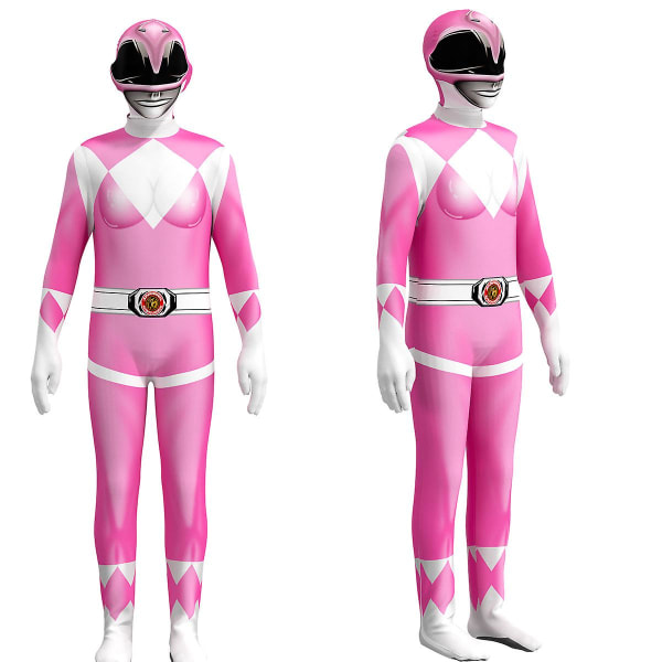 Voksne børn Power Rangers Mighty Morphin Cosplay Jumpsuit Party Fancy kostume Pink 120