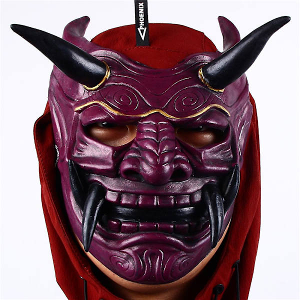 Caraele Oni Devil Perinteinen japanilainen Halloween-naamio Demoni Fancy Mekko Cosplay Latex Mask -asusteet x10106c