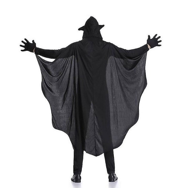 Man Black Bat Vampyr Kostume Cosplay Til Mænd Hættedragt Fantasia Halloween Carnival Dress Up L