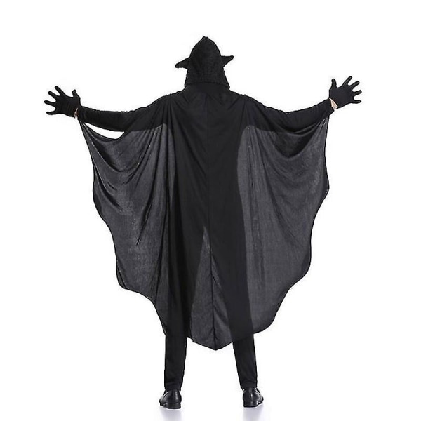 Man Black Bat Vampyr Kostume Cosplay Til Mænd Hættedragt Fantasia Halloween Carnival Dress Up XL