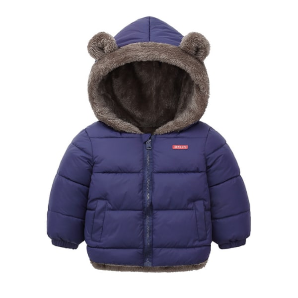 Baby vinter tykk varm jakke Sherpa Fleece hettejakke navy blue 120cm