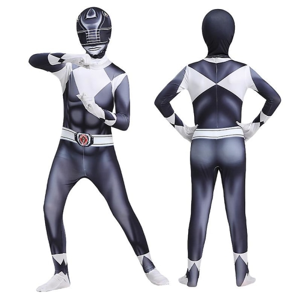 Voksen Barn Power Rangers Mighty Morphin Cosplay Jumpsuit Party Fancy Dress Black 150