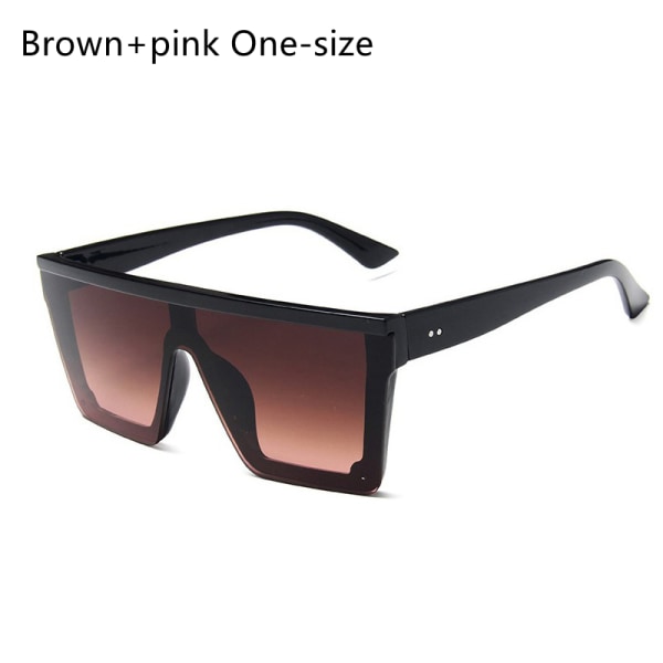 Ny stil dam solglasögon fyrkantiga överdimensionerade lyx Brown+pink