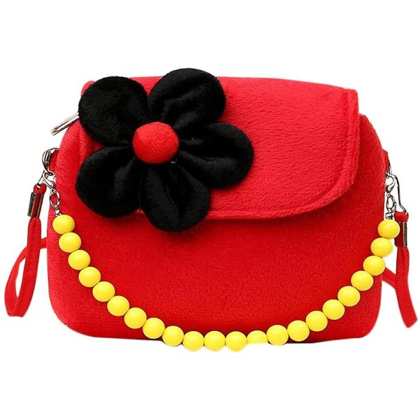 Little Girl Fashion Flower Messenger -olkalaukku Pehmo Red