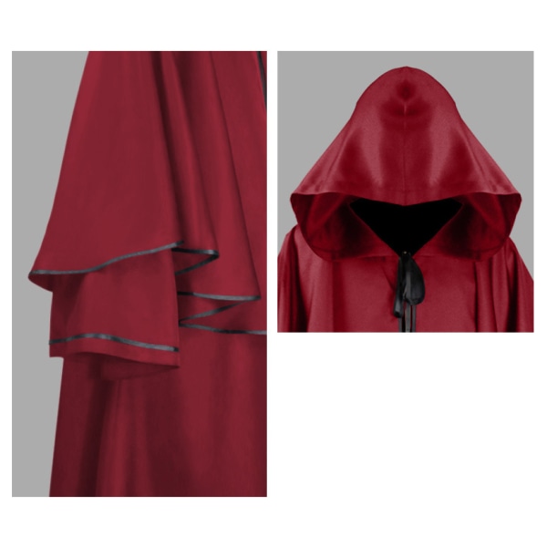 Ancient hættetunika til mænd til Halloween Cosplay-kostume zy W red M