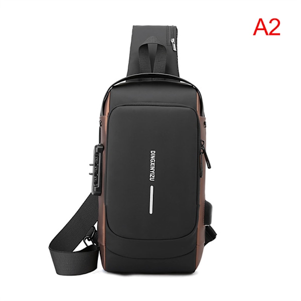 Herr Multifunktion Stöldskydd USB Axelväska Crossbody Bag Tra A2