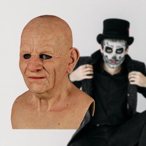 1/2 Realistisk Old Man Latex för Halloween Cosplay Autentisk Look Bald Male 1 Pc