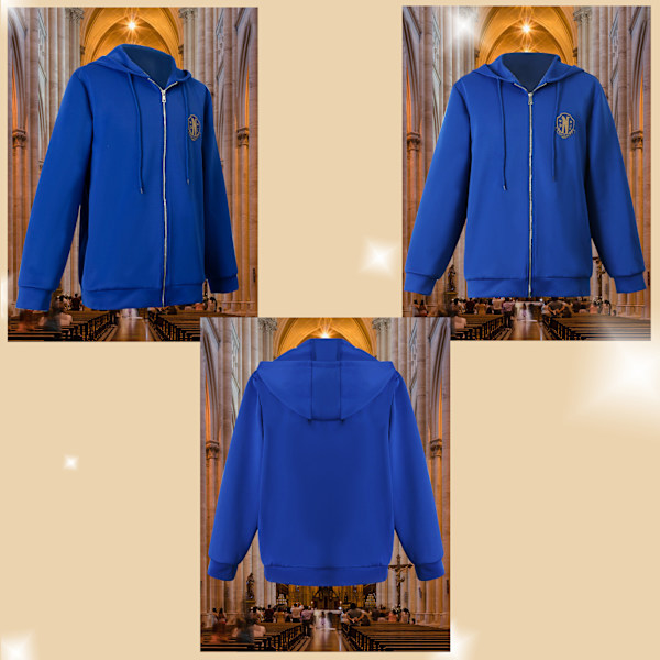 Keskiviikko Adams Xavier Thorpe takki ja hattu cosplay samaa tyyliä a Blue XL