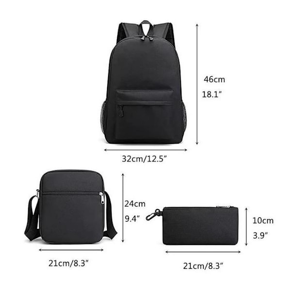 Trendy Cr7 3-delt ryggsekk Mochila studentkapasitet