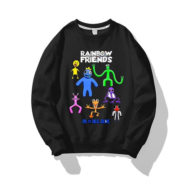 Roblox Rainbow Friends Pullover Varm Genser Rainbow Friends Trykte klær Barn Pullover Svart V 130cm