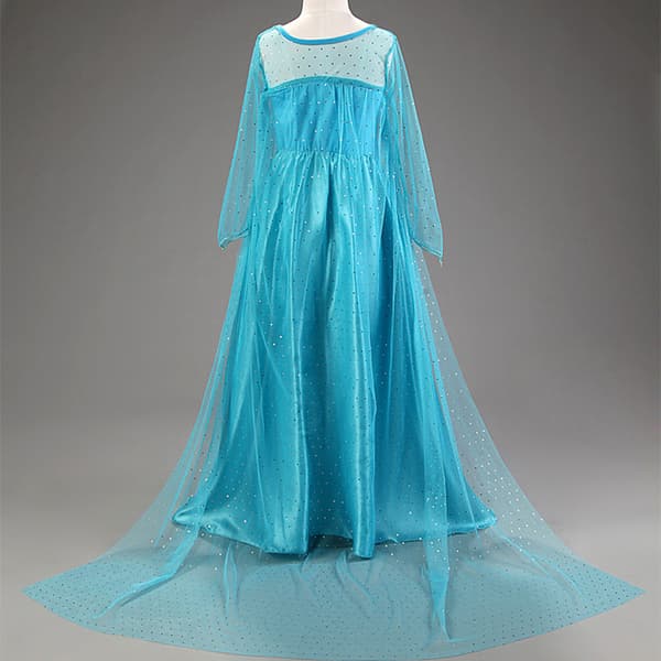 Frozen Elsa Princess Sequin Cape Klänning för födelsedagsbollklänning bule 110cm
