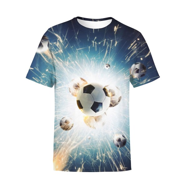 Sommar Barn Pojkar Flickor Fotboll Fotboll 3d Print T-shirt Toppar Pullover Style 01 M