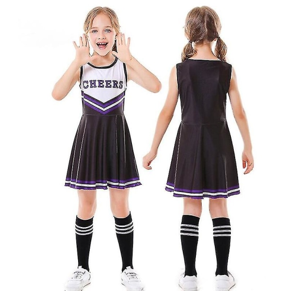 Barnens skolfest Cheerleader kostym Halloween-fest Black 140cm