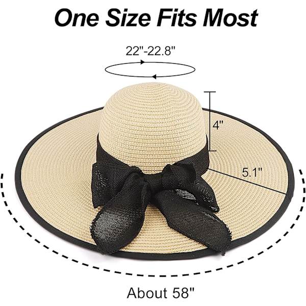 Solhatt for kvinner, UPF 50+ med bred brem (beige)