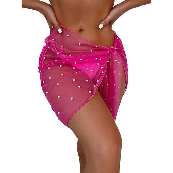 HAUFR naisten läpinäkyvä rantauimahousu Cover Up Wrap minihame Hot Pink One Size