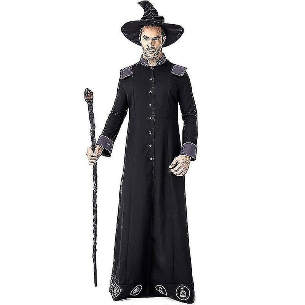 Voksen Magic Wizard Wizard Wizard Kostume Wizard Cosplay til mænd Halloween Purim Fest kostumer Wizard Dress Jb51-3 XL