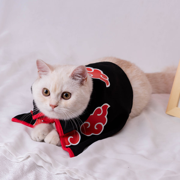 Cat Cape Anime Ninja Costume, Halloween Pet Costume, Small Dog Cat Costume Pet Cape Cosplay Party (M storlek)