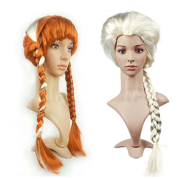 Er og snø cosplay romantikk peruk långt hår stor fläta