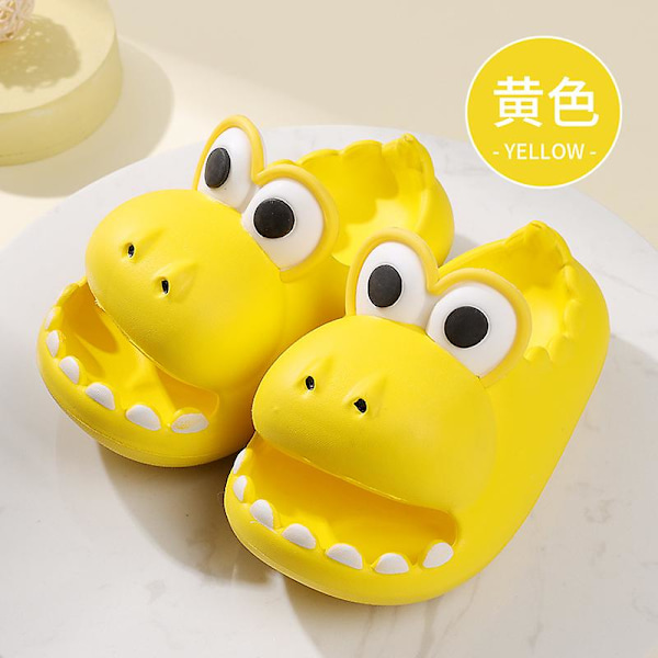 Söt Dinosaurie Hushålls Anti-Slip Tjock sula Barntofflor Sommar Pojkar Och Flickor Eva Baotou Baby Externt Bär Coola Tofflor Yellow 170