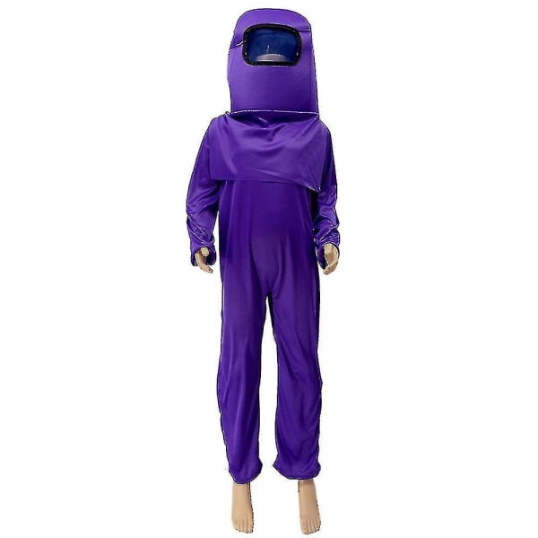 Kids Cosplay Among Us Costume Fancy Dress Game Antrekk for 6-12 år Barn W Purple 10-12Years