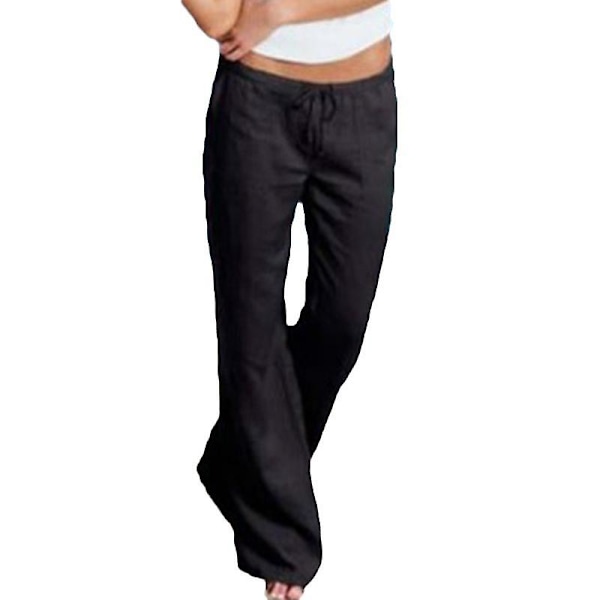 Kvinders afslappede yogabukser i ensfarvet Black 4XL