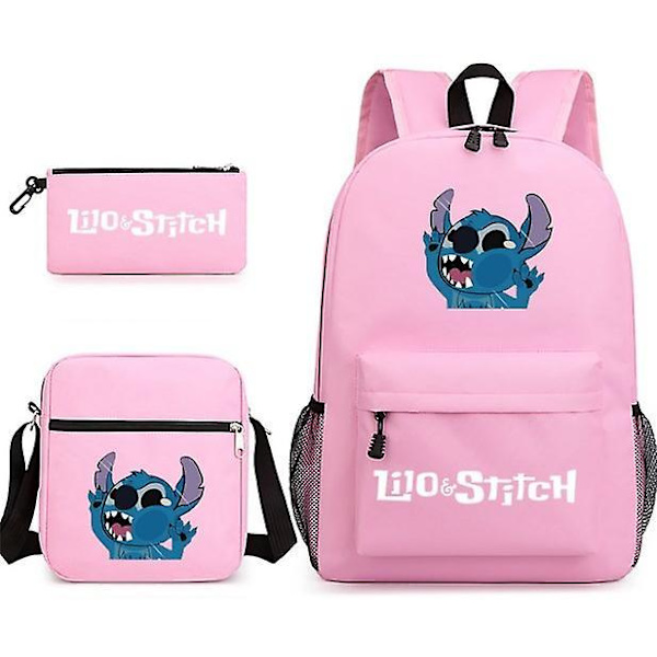 Lilo & Stitch Backpack Three-piece Set School Bag pink