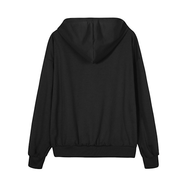Dame Street Langærmet hættelynlås Strasstrøje black XL