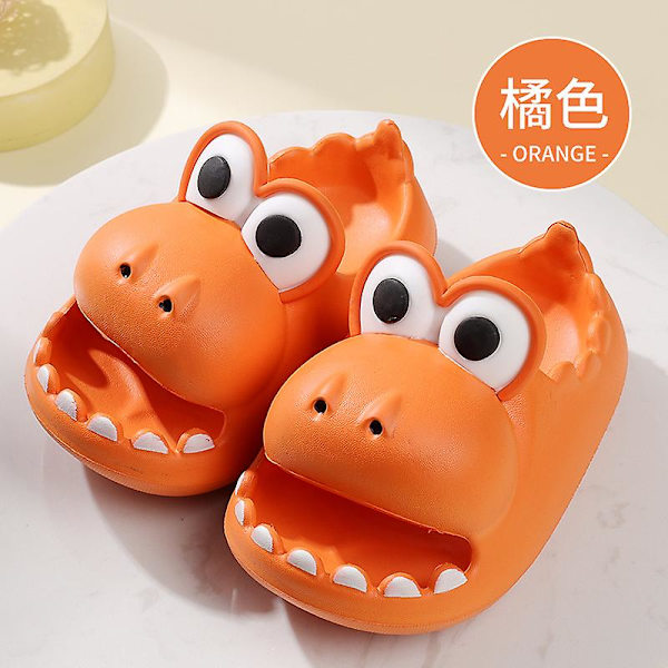 Söt Dinosaurie Hushålls Anti-Slip Tjock sula Barntofflor Sommar Pojkar Och Flickor Eva Baotou Baby Externt Bär Coola Tofflor Orange 170