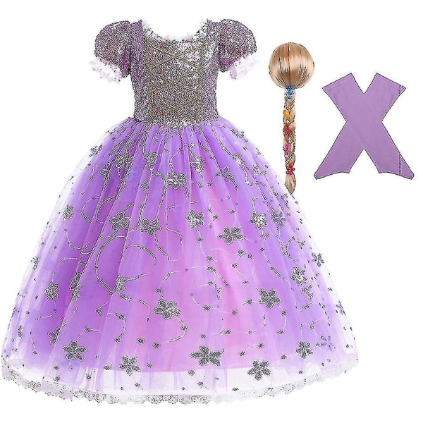 Princess Rapunzel Klänning För tjejer Eleganta lila klänningar Fancy karnevalsdräkt Barnbal Aftonklänningar Halloween Rollspel Klänningar 7-8Y Tag-140 Rapunzel Sets 01