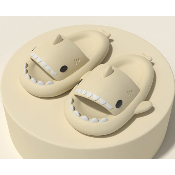 Haj Tofflor Badtofflor EVA Shark Tofflor Barn Dam Herr Mjuka Foppatofflor Sandaler Innetofflor Beige 27-27.5cm