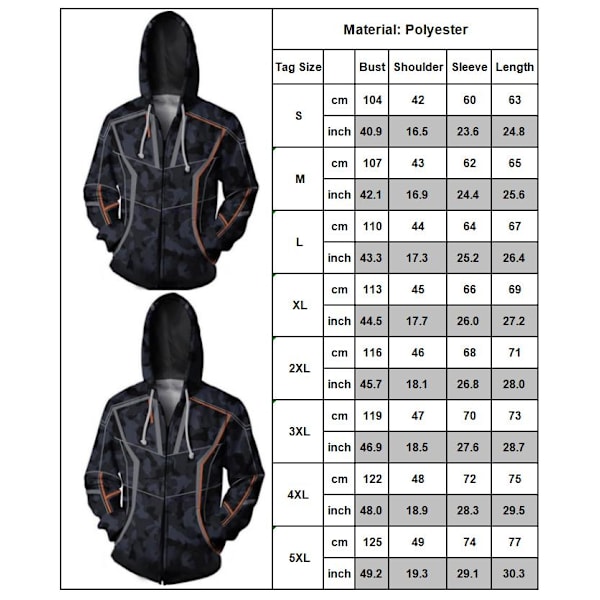 Avengers 4 3D Print Herre hettegenser Topp Sweatshirt Sweatshirt for menn black 4XL