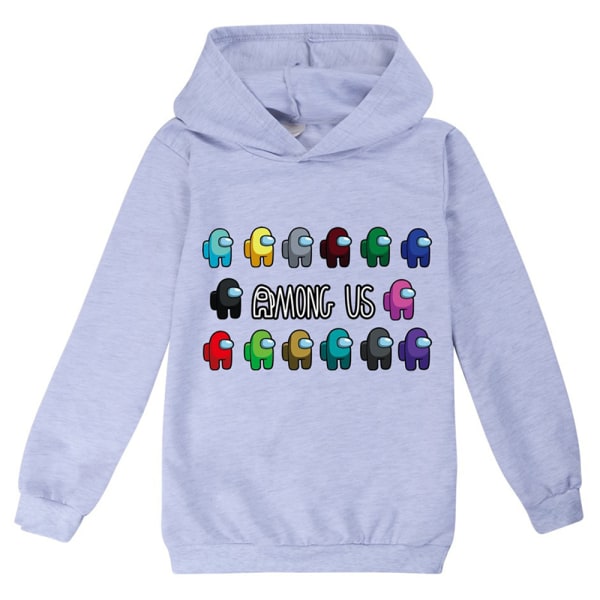 Blandt os Børn 3D Casual 3D Printet Sweatshirt Hættetrøje Pullover grey 160cm