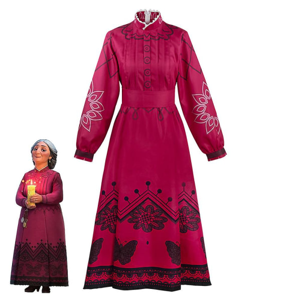 Cosplay Granny Mirabelle Cospaly Costume Abuela Alma Röd klänning (klänning + skärp) red L