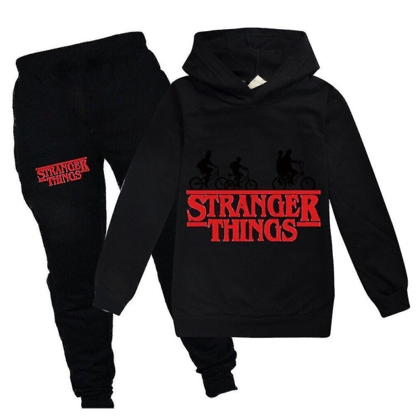 Stranger Things Barn Pojkar Träningsoverall Outfits Flickor Luvtröja Topp Träningsbyxor Sport Causal Activewear Set Grey 11-12 Years