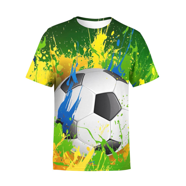 Sommar Barn Pojkar Flickor Fotboll Fotboll 3d Print T-shirt Toppar Pullover Style 02 M