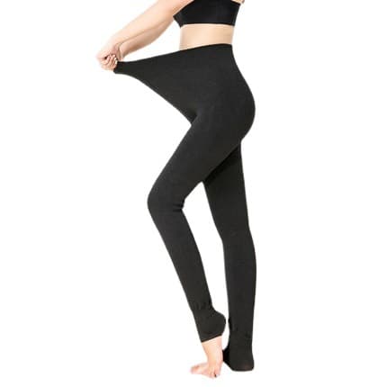 Vintervarma leggings Dam Tjock Fleece Hög midja Musta