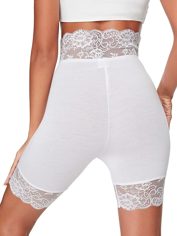 HAUFR Slip Undershorts til kvinder Stretch Mid Thigh Leggings Biker Shorts White X-Large