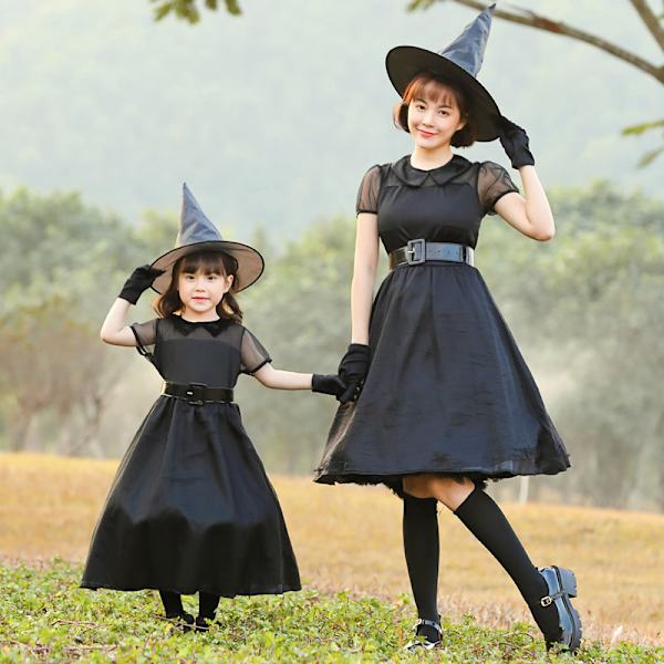Halloween cosplay musta mesh noita cosplay vanhempi-lapsi merkki