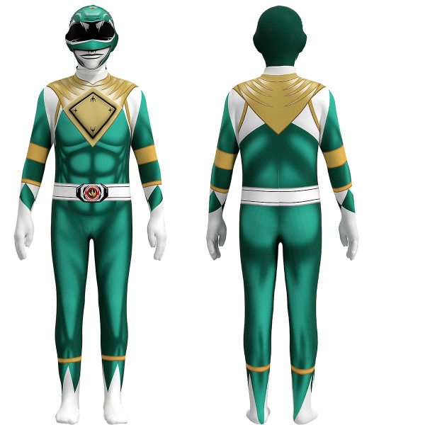 Voksne børn Power Rangers Mighty Morphin Cosplay Jumpsuit Party Fancy kostume Green 120