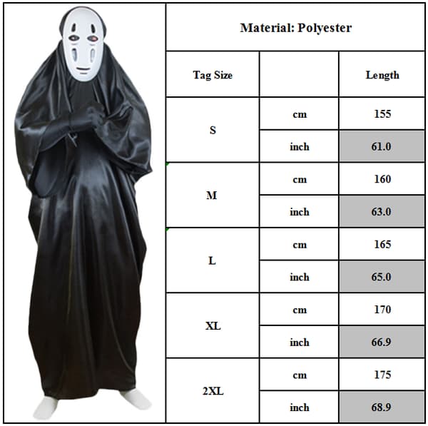 No Face Man Halloween-kostym med mask+kläder+handskar 2XL
