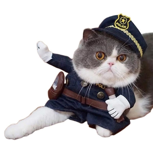 Halloween Hund Kostymer Husdjur Julfest Outfit Katt Cosplay Kläder Rolig kostym Police L