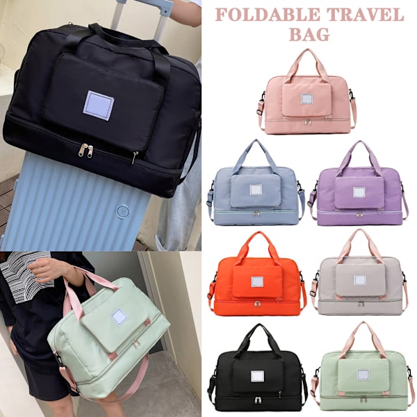 Sammenleggbar Weekendbag Vanntett Skulderveske Treningsveske Skulderveske Sportsbag Weekendbag Reisebag grå gray