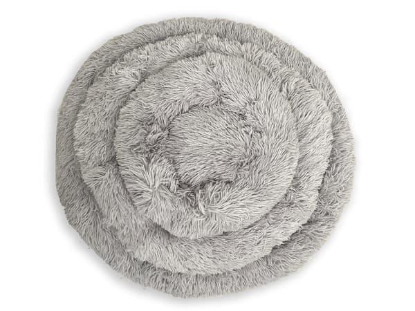 Rund blød, fluffy hundeseng katteseng LightGrey 40 cm