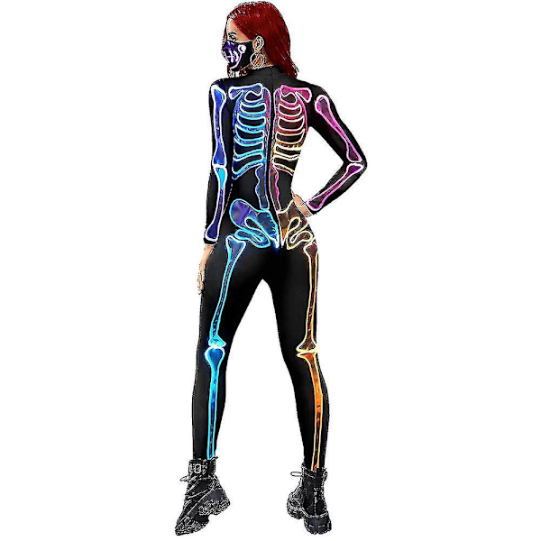 Halloween Cosplay Jumpsuits Värikäs Skeleton Bodysuit