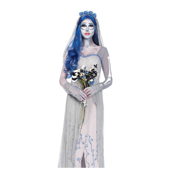 Corpse Bride Bröllopsklänning Set Kvinna Halloween Carnival Party Cosplay Kostym Set_y M