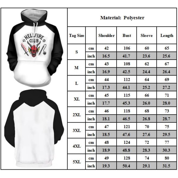 Voksne Stranger Things sesong 4 Hellfire Club Hoodies Sweatshirts L