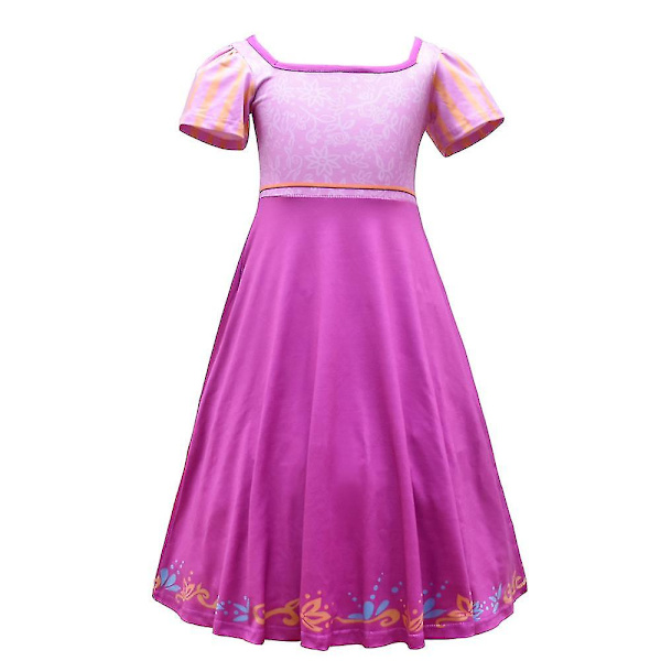 Tyttöjen Rapunzel Cosplay -asujuhlamekko, lyhythihainen prinsessamekko 6-12-vuotiaille lapsille 120cm